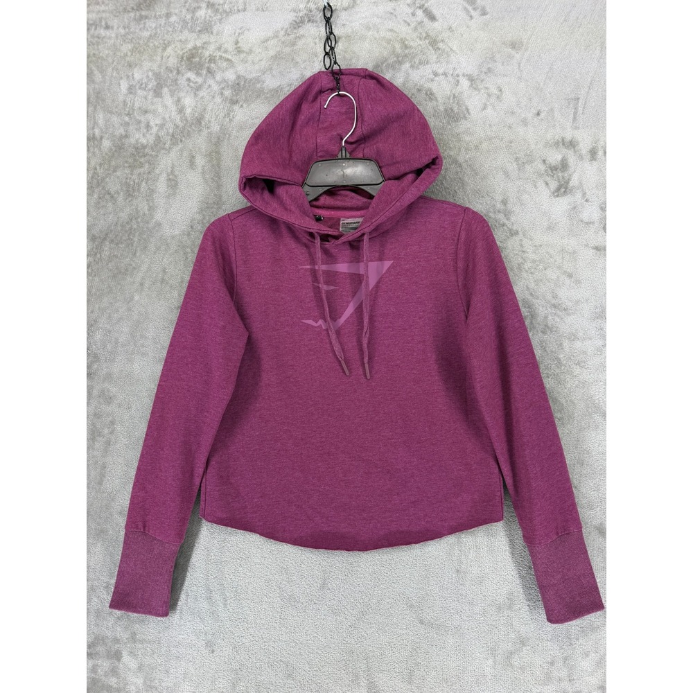 Gymshark Womens Berry Purple Heathered Crossover Open Back Hoodie XS Pullover